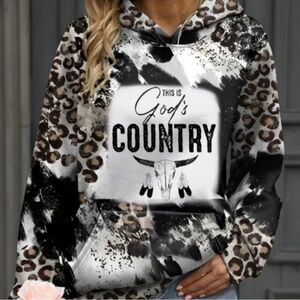 NWOT Leopard Print Women's Hoodie - Black and White